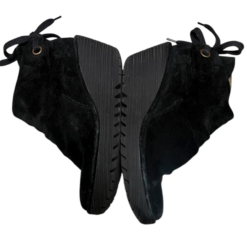 Fly London Yama black suede wedge ankle boots with tie back - Picture 7 of 10
